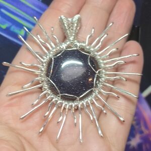 Silver Sunburst Pendant Necklace